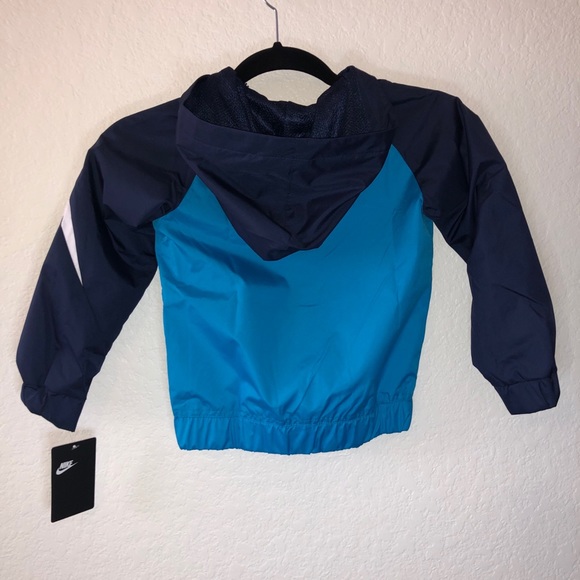 Nike Oversized Swoosh Windrunner Jacket Kids Sz 4 XS Blues White (Laser Blue) - Picture 7 of 14